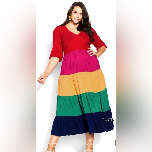 City Chic Dresses & Skirts - City Chic Maxi Dress -Multi Color 16 NWT